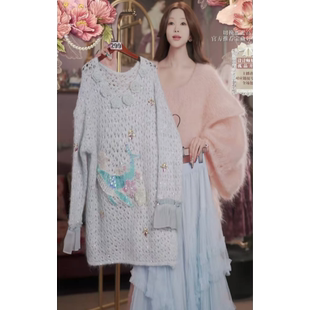 0208直播299高端年货焕新新品蒂芙尼蓝鲸刺绣上衣裙子2件套80-120