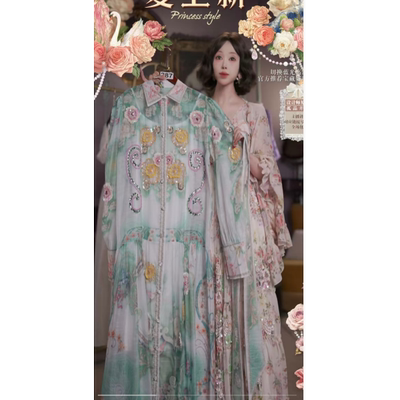0422直播287高端春夏上新薄荷水仙刺绣洛可可公主裙80-120