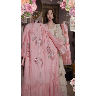 0329直播262高端新势力周新品 120 珠光粉至臻花镜刺绣公主裙80