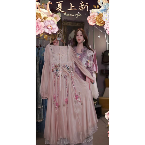 0613直播226高端超级618新品蜜糖奶昔粉花卉册刺绣公主裙80-120
