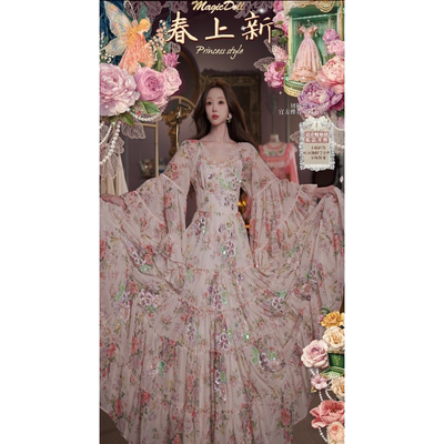 0328直播108洛可可Zhi臻·花海人鱼·重工蝴蝶袖后背打揽连衣裙