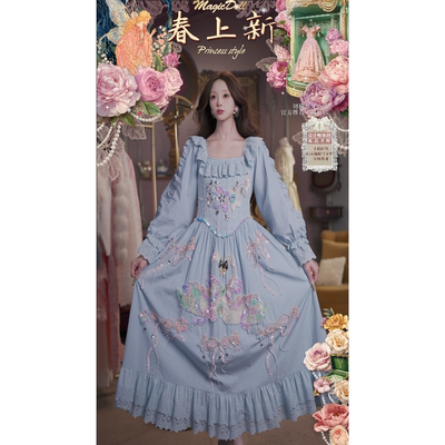 0401直播127洛可可至臻·中古兰天鹅·公主绣可一字肩v腰显瘦裙