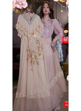 0702直播229彩蛋服饰夏上新奶油金绮梦海棠刺绣公主裙80-120