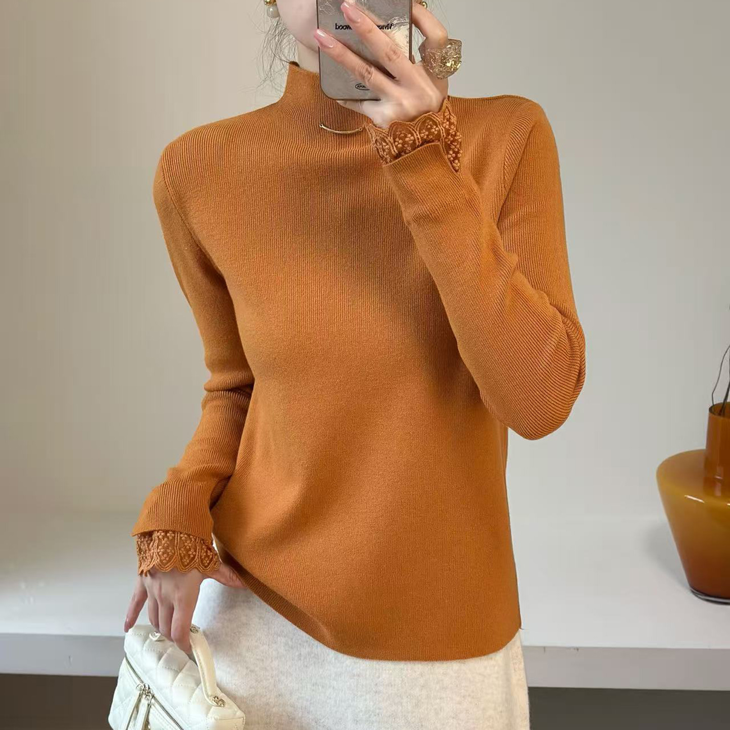 半高领针织衫女2025秋冬季新款简约百搭长袖上衣修身套头毛衣
