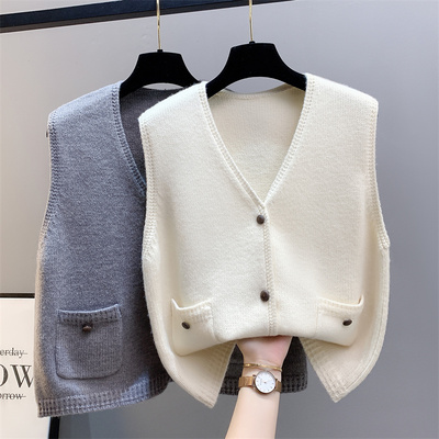 设计感毛衣开衫针织马甲女款2025年新款春秋背心今年流行爆款马夹