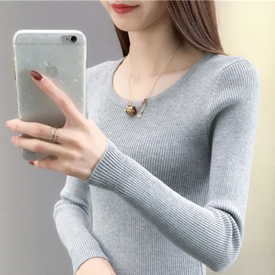 秋冬新款圆领打底修身内搭毛衣裙