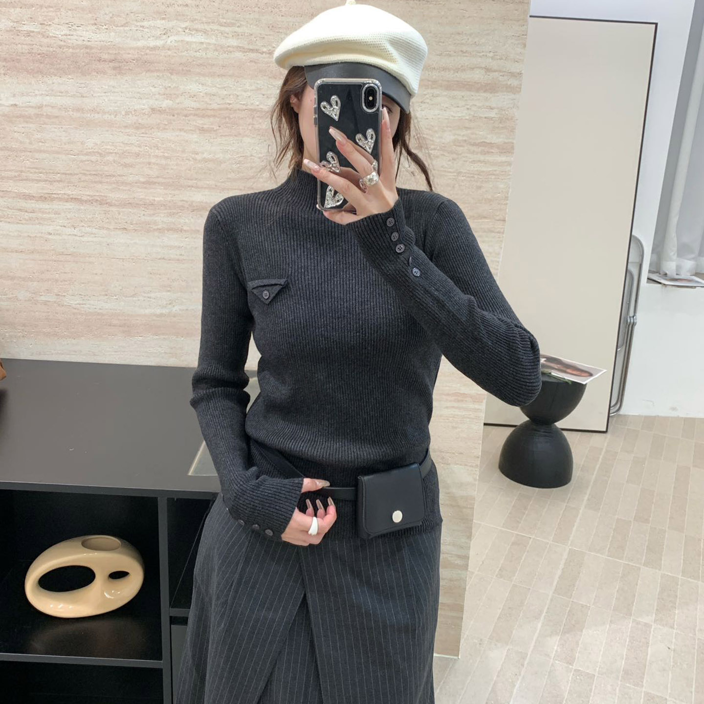 半高领女士修身2025秋冬季新款毛衣简约百搭长袖上衣打底针织衫厚