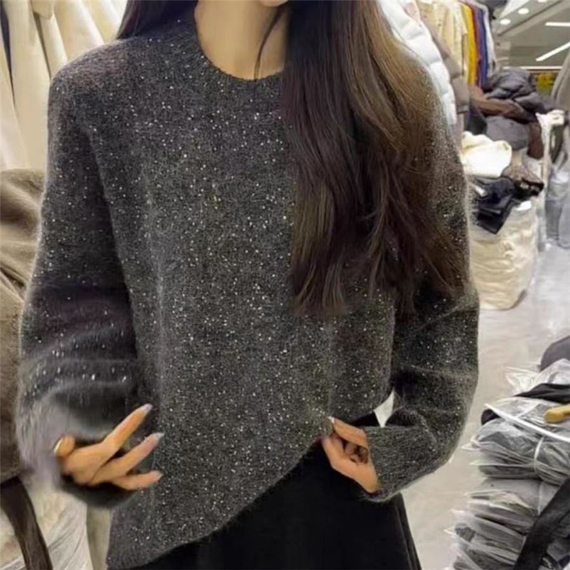 欧洲站2025春季新款欧货慵懒V领长袖重工亮片浣熊绒针织星空毛衣,女装/女士精品,毛衣,淘宝优惠券,粉丝福利购,淘宝优惠卷