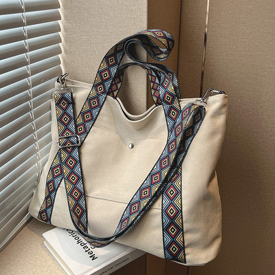 大容量帆布手拎购物袋单肩托特包