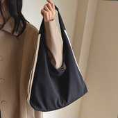 秋冬季 黑色帆布包单肩腋下包 大容量上班通勤托特包包女士2026新款