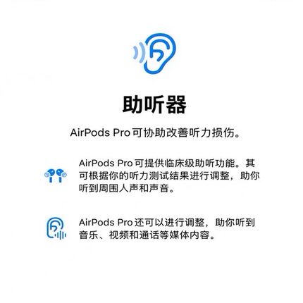 苹果AirPods pro2/3耳机开通助听器/听力测试/保护