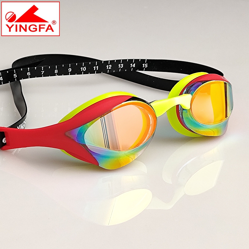 英发 眼镜蛇泳镜  鲨鱼皮竞速长腿游泳镜 全视野小框专业镀膜反光