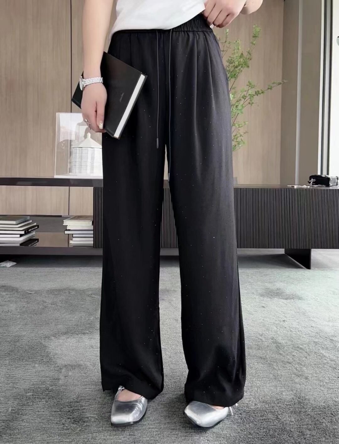 重工亮钻西装阔腿裤女欧洲站春夏2026新款欧货女装直筒休闲裤子潮