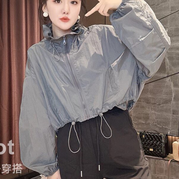 薄款透气长袖防晒外套女设计感减龄洋气时尚百搭抽绳显瘦防晒衣夏