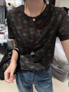 小众款ins风植物花朵印花T恤2026夏季氛围感亮晶晶显白碎花小衫女