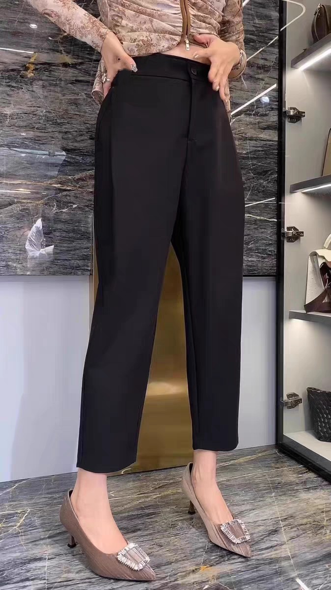 烟管裤女九分裤子春款新款高腰显瘦阔腿休闲老爹高级感黑色西装裤