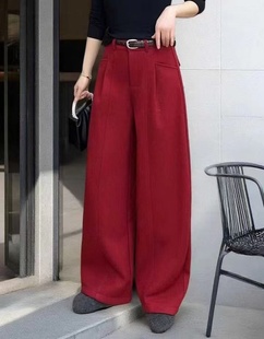 简约设计高腰洋气百搭阔腿西裤 秋冬加厚加绒时尚 女2026新款 休闲裤