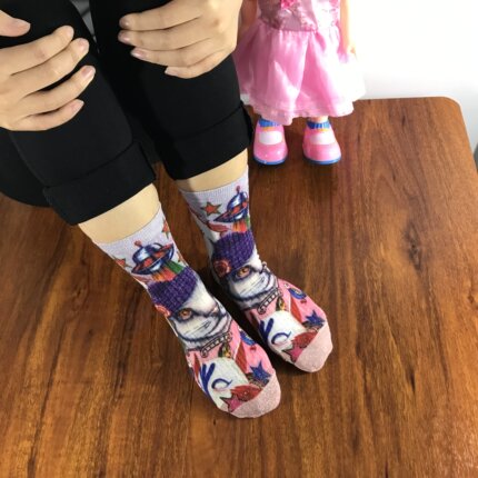 2双包邮3d印花网红欧美日韩个性女彩绘袜子