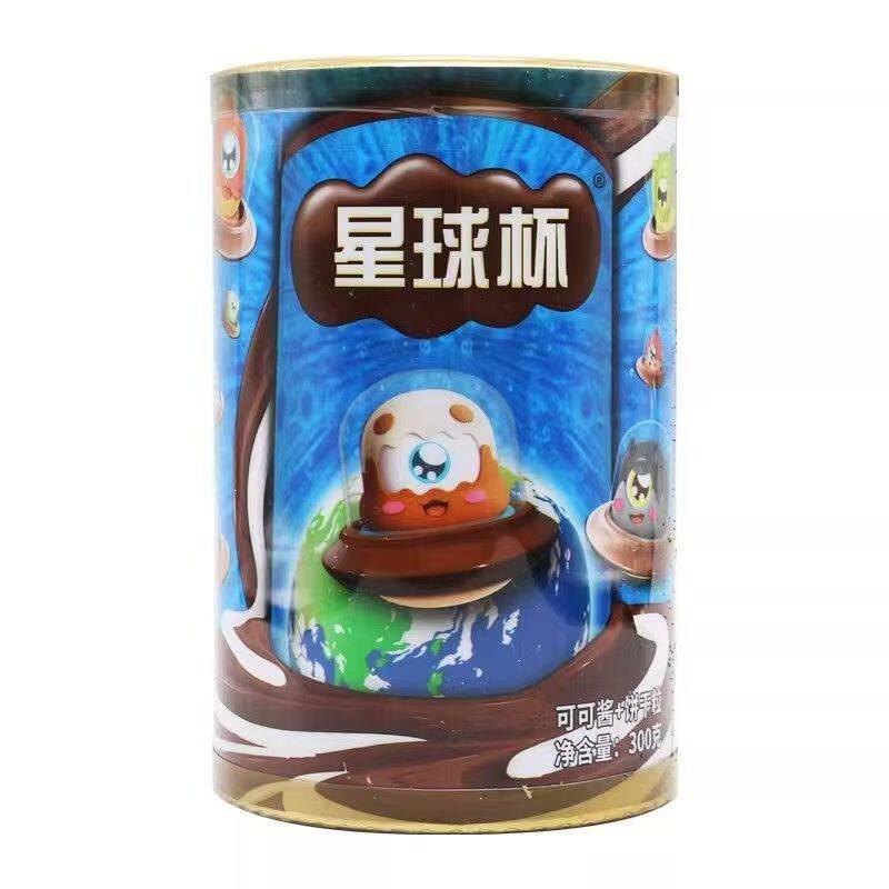 【6月新货】星球杯300g桶装可可酱饼干巧克力饼干怀旧零食
