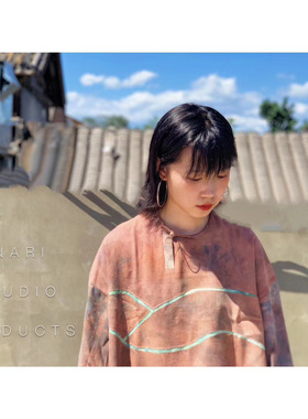 「 已售 」柞蚕丝蓝染诃子红棕套头衫 稻荷草木植物染参展款成衣