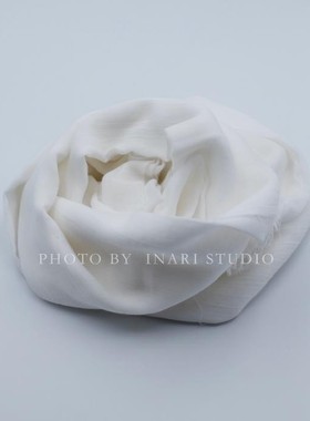 稻荷Inari 白色100%全棉围巾180cm草木植物染扎染印染蓝染蜡染DIY