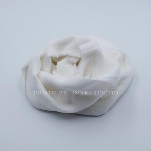 稻荷Inari 白色100%全棉围巾180cm草木植物染扎染印染蓝染蜡染DIY