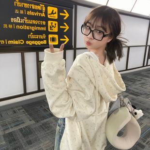 上衣潮 薄款 150小个子韩版 少女感bm卫衣外套女春秋155宽松连帽开衫