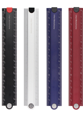 日本国誉折叠铝制尺子复古色小学生用便携式金属不锈钢直尺15cm/30cm考试工程测量高精度多功能L型绘图工具尺