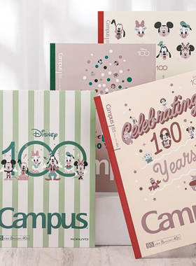 日本kokuyo国誉迪士尼I00周年萌趣系列无线胶装本四色混装笔记本按动中性笔活动铅笔