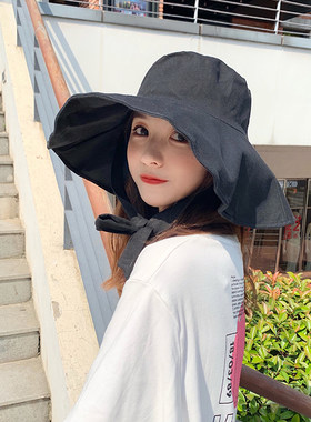 的女夏天日系遮阳帽防晒遮脸绑带