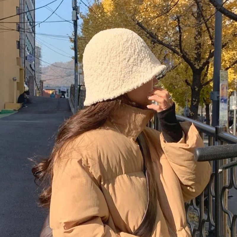 网红渔夫帽子百搭素颜显小羊羔