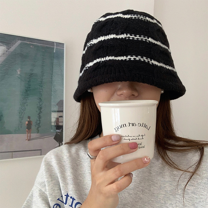 韩国ins新款针织水桶帽女秋冬季