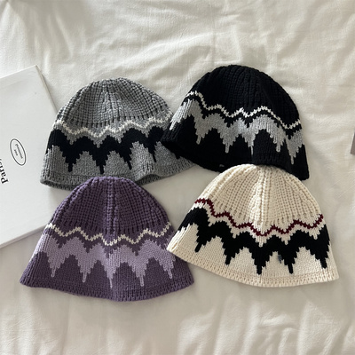 韩国小众设计师款复古钩花针织帽女2025新款秋冬保暖包头毛线冷帽