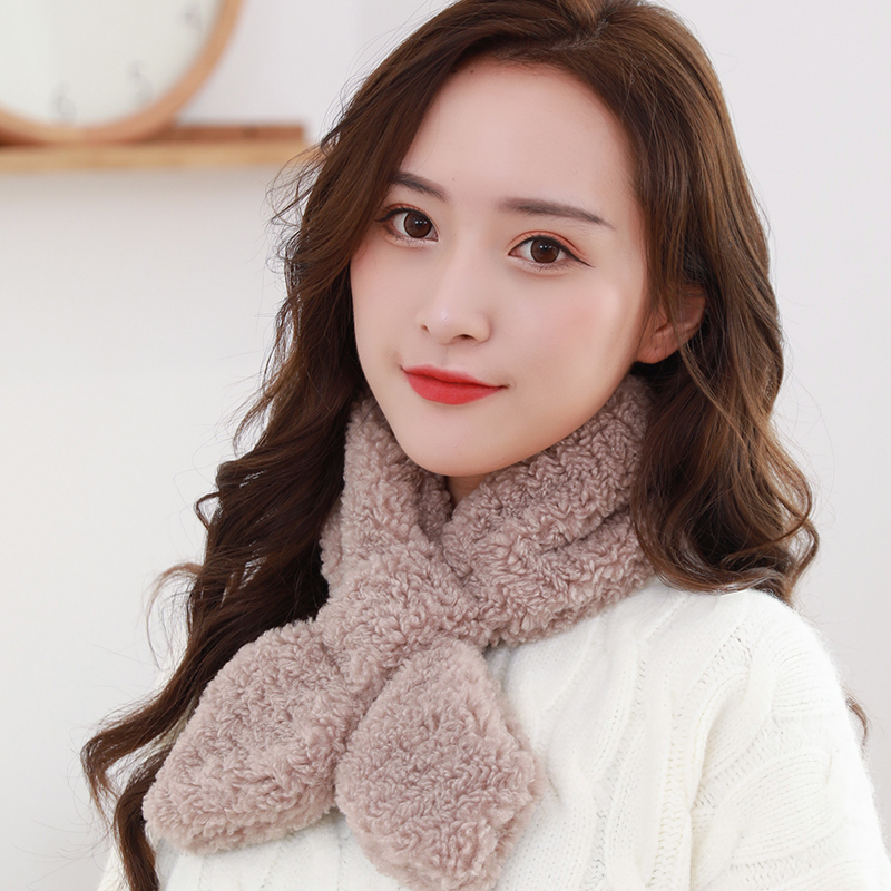 气质柔软围脖冬季女韩版仿羊羔毛毛绒小围巾加厚保暖学生百搭脖套