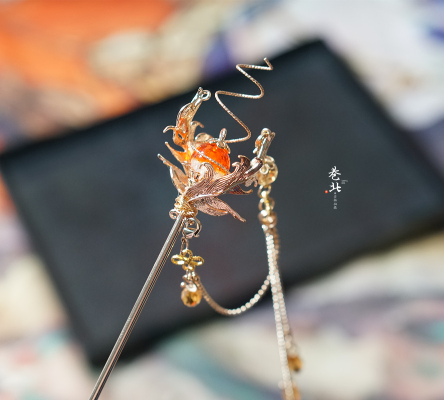 凤凰于飞 王者荣耀王昭君法杖原创发簪权杖发饰瑶汉服头饰簪子