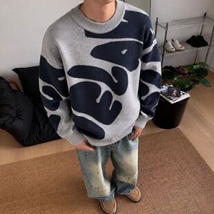 秋冬毛衣大码男宽松ins港风韩版百搭针织小众潮流个性胖子上衫款