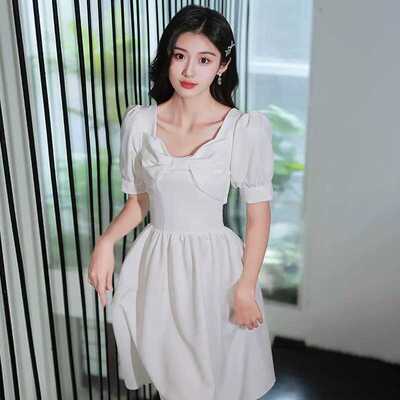 桃桃家连衣裙白色约会夏季party