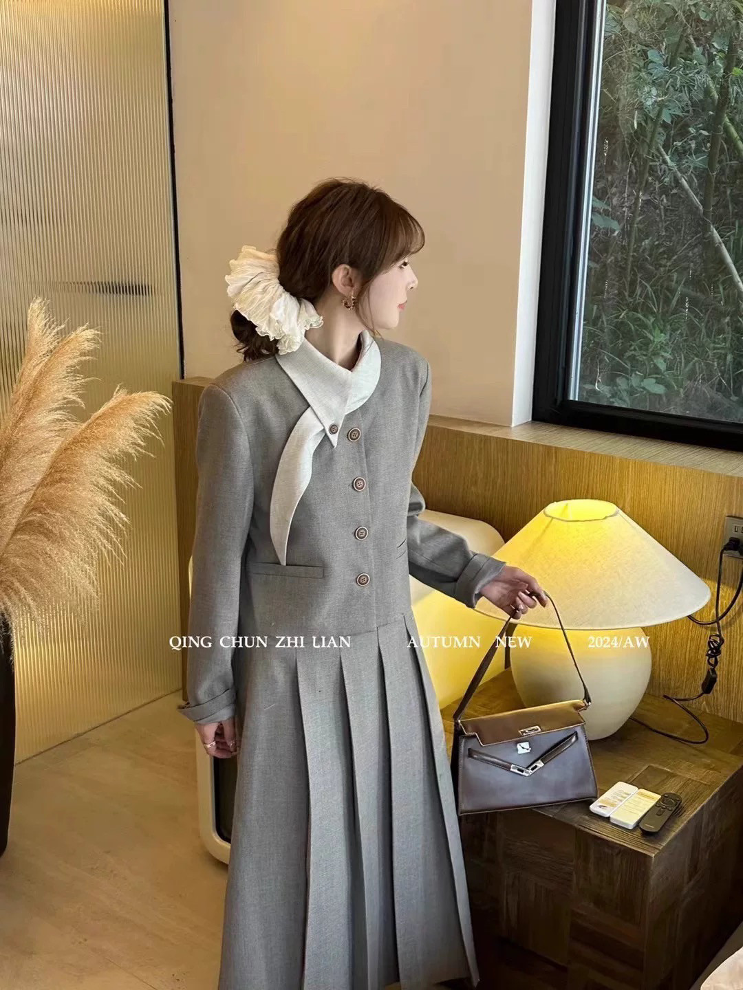 2026春秋新款法式小香风套装女高级感气质名媛外套百褶裙两件套