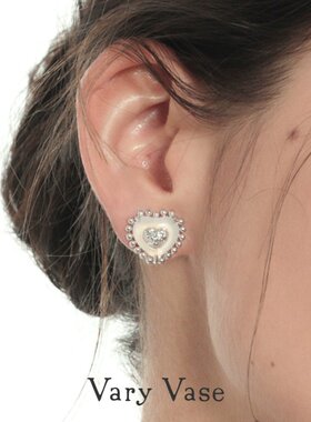 Vary Vase糖纸爱心耳钉 原创s925纯银心形白玛瑙精致小众独特高级