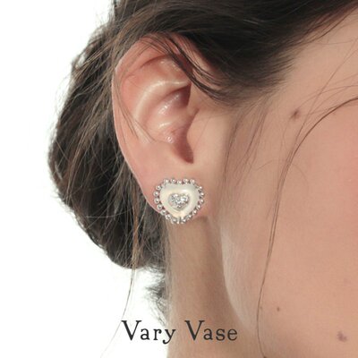 Vary Vase糖纸爱心耳钉 原创s925纯银心形白玛瑙精致小众独特高级