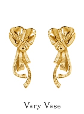 Vary Vase 捆绑蝴蝶结派对爱心耳钉 18k金原创设计小众高级感礼物