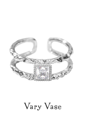 Vary Vase经典方锆戒指 原创设计精致开口可调节