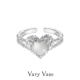 纯银小众高级感开口可调节 Vase奶油爱心戒指 于文文同款 Vary