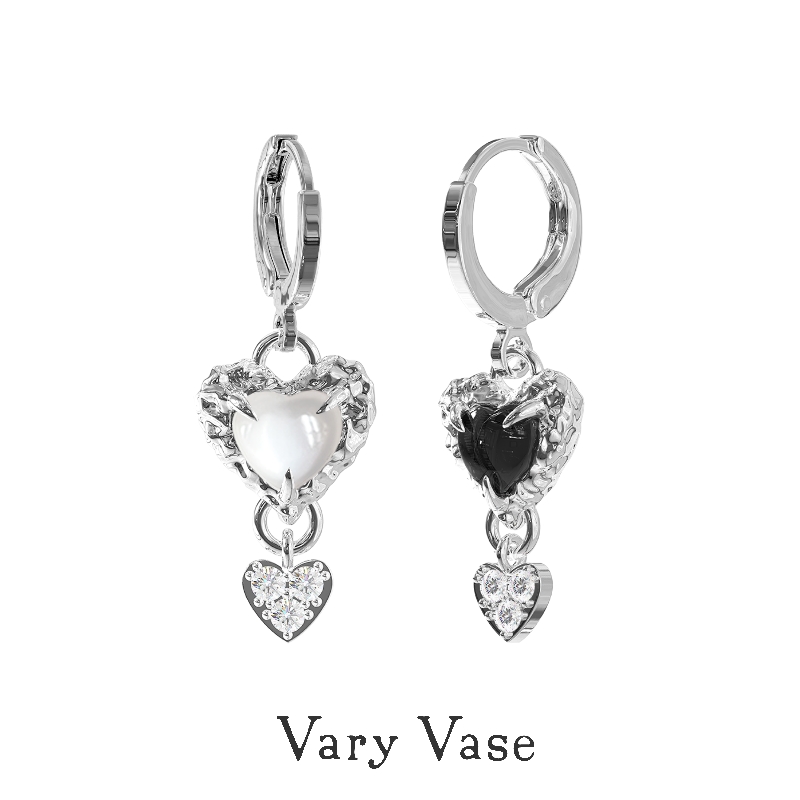 VaryVase纯银爱心耳饰