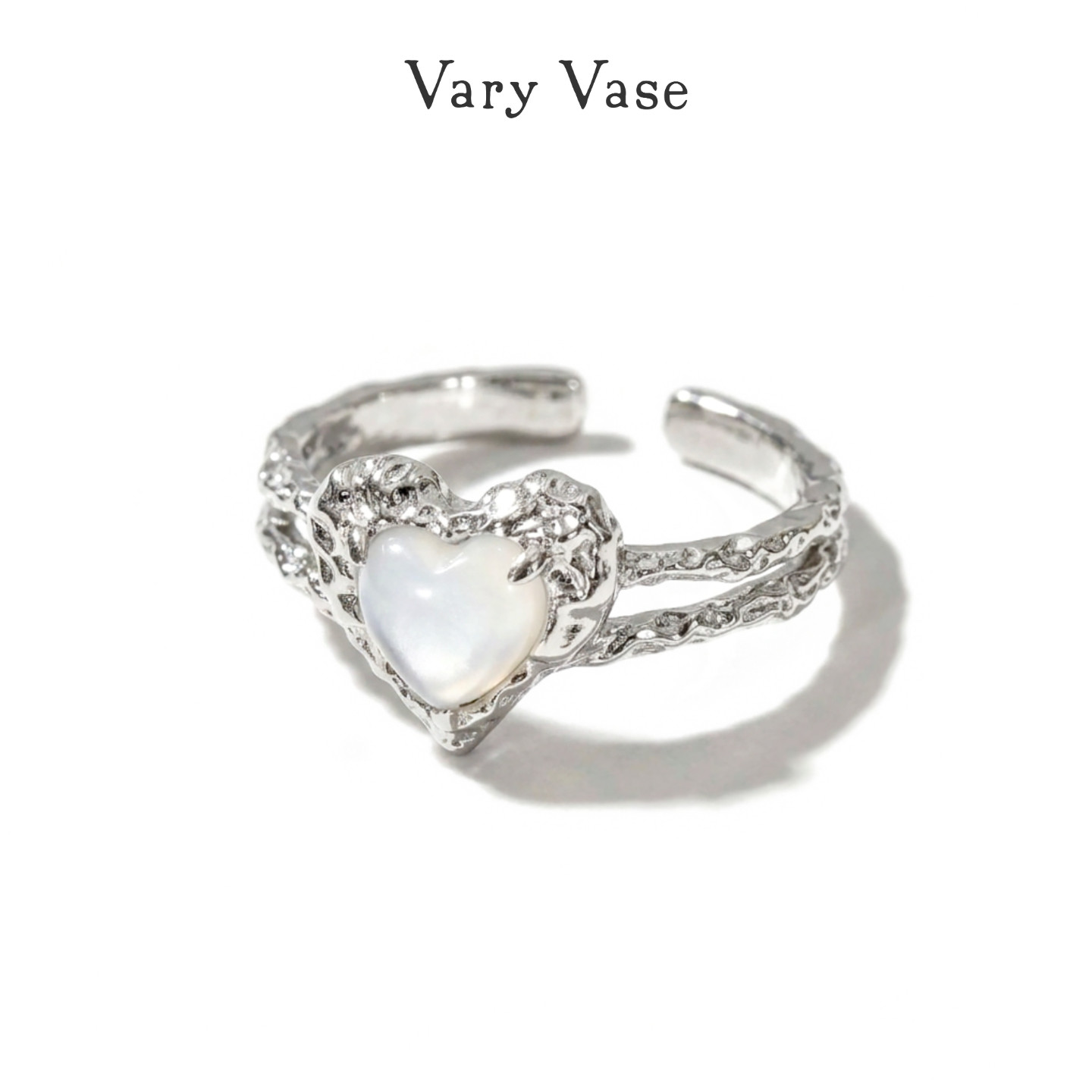 【于文文同款】Vary Vase奶油爱心戒指 纯银小众高级感开口可调节