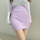 温柔风香芋新款 显瘦短裙女士性感紧身高腰包臀螺纹a字半身裙 时尚