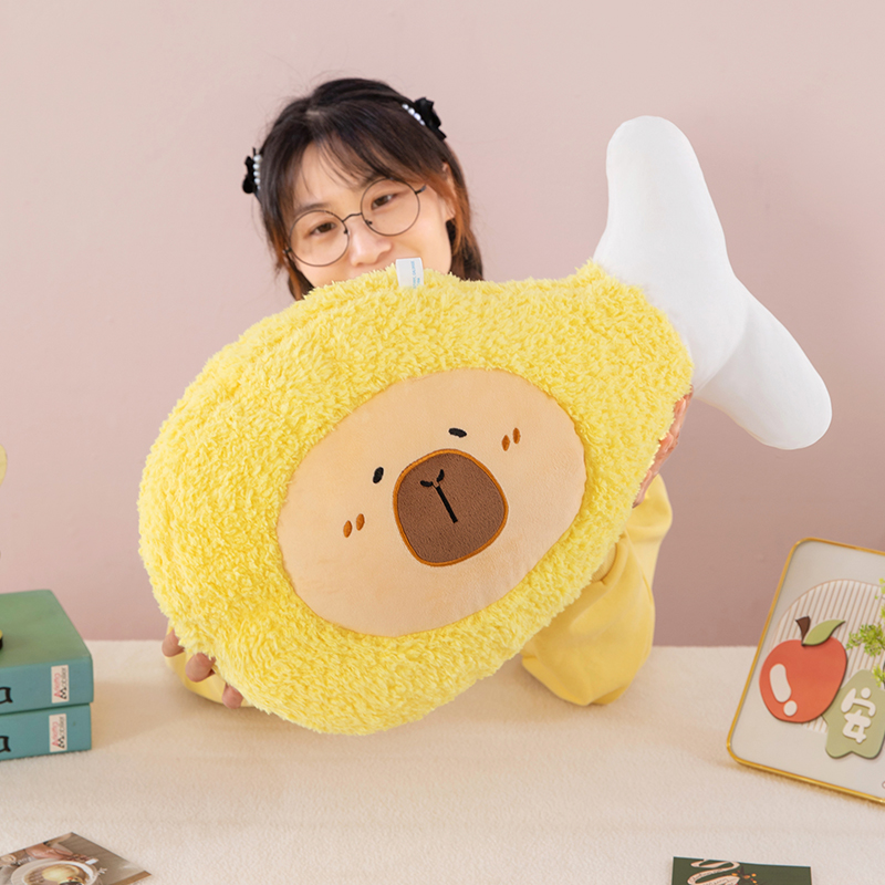 卡皮巴拉抱枕创意款炸鸡水豚靠枕