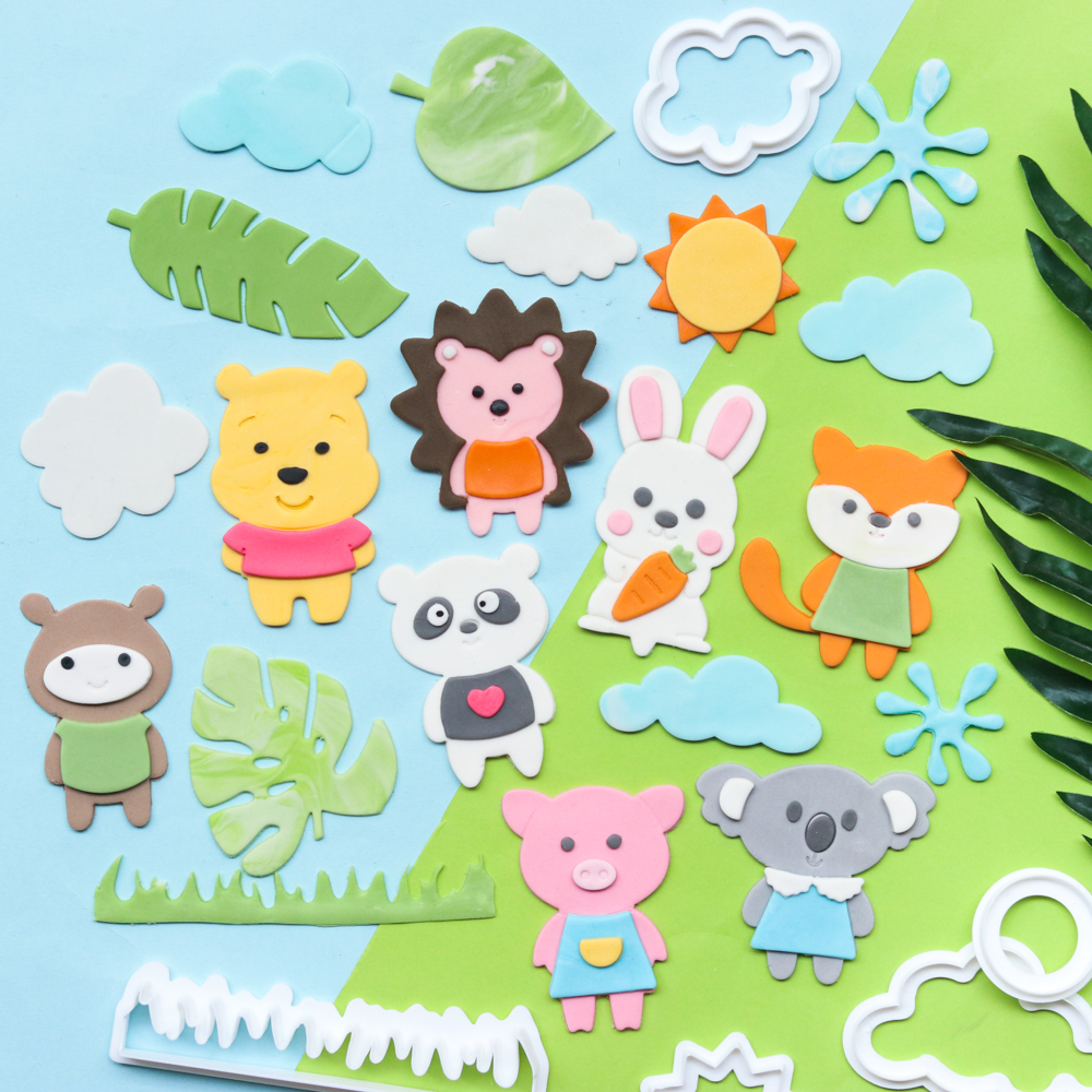 烘焙蛋糕模具 森林动物切模卡通兔子熊小猪翻糖饼干云朵糖牌工具
