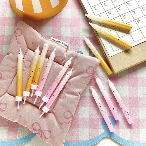 蛋糕装饰蜡烛 韩国INS粉金渐变粗款蜡烛 洒金直条唯美派对生日