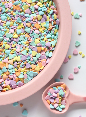 韩国复古生日蛋糕彩色糖珠 浅彩色马卡龙小爱心糖片糖珠心形1304